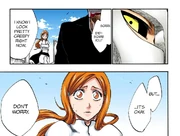 Orihime being nervous about Ichigo's mostly hidden mask.