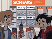 Ricky and Spencer buying screws