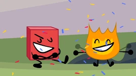 Blocky and Firey celebrating