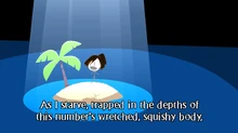 Dora monologue about how she is condemned not to eat islands.