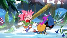 SonicManiaAdventures Amy hits Metal Sonic
