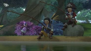 Alex and Ruby fish together in "Pirate Virus"