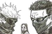 Gojo and Yaga wearing masks