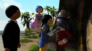 Alex thanks Ruby for her action of holding the door so they could escape from the cave