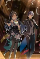 Subvisual Illustration for SEKAI Symphony 2024 by KANOSE - Both Touya and An are matching by wearing gloves for their additional accessories for concert outfit