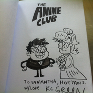 An official doodle made by KC Green for a fan. It depicts Mort and Mark (dressed as a groom and a bride), about to getting married.