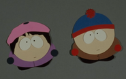 Stendy looking up at Ike in 'Cartman Gets An Anal Probe'