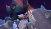 Shadow cargando a Sonic a estilo nupcial en el final de Sonic Prime