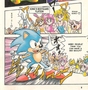 Sonic feliz al tener un grupo de fans de chicas humanas