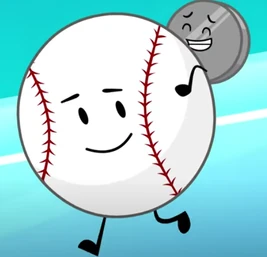 Nickel sitting on baseball