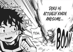 Izuku blushing at Katsuki