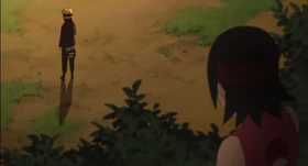 Sarada watching Boruto learn the Rasengan
