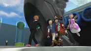 Alex and Ruby walking out of the Sykronian ship