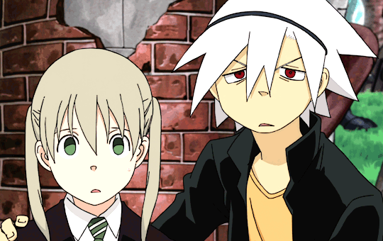 Maka and Soul from Soul Eater (left) and Soul Eater Not! (right