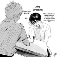 Yoshiki and Hikaru arm wrestling each other