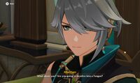 Kavetham interactions in the Sumeru Archon questline.