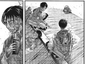 Levi clutching the serum close to his heart after seeing Erwin is alive