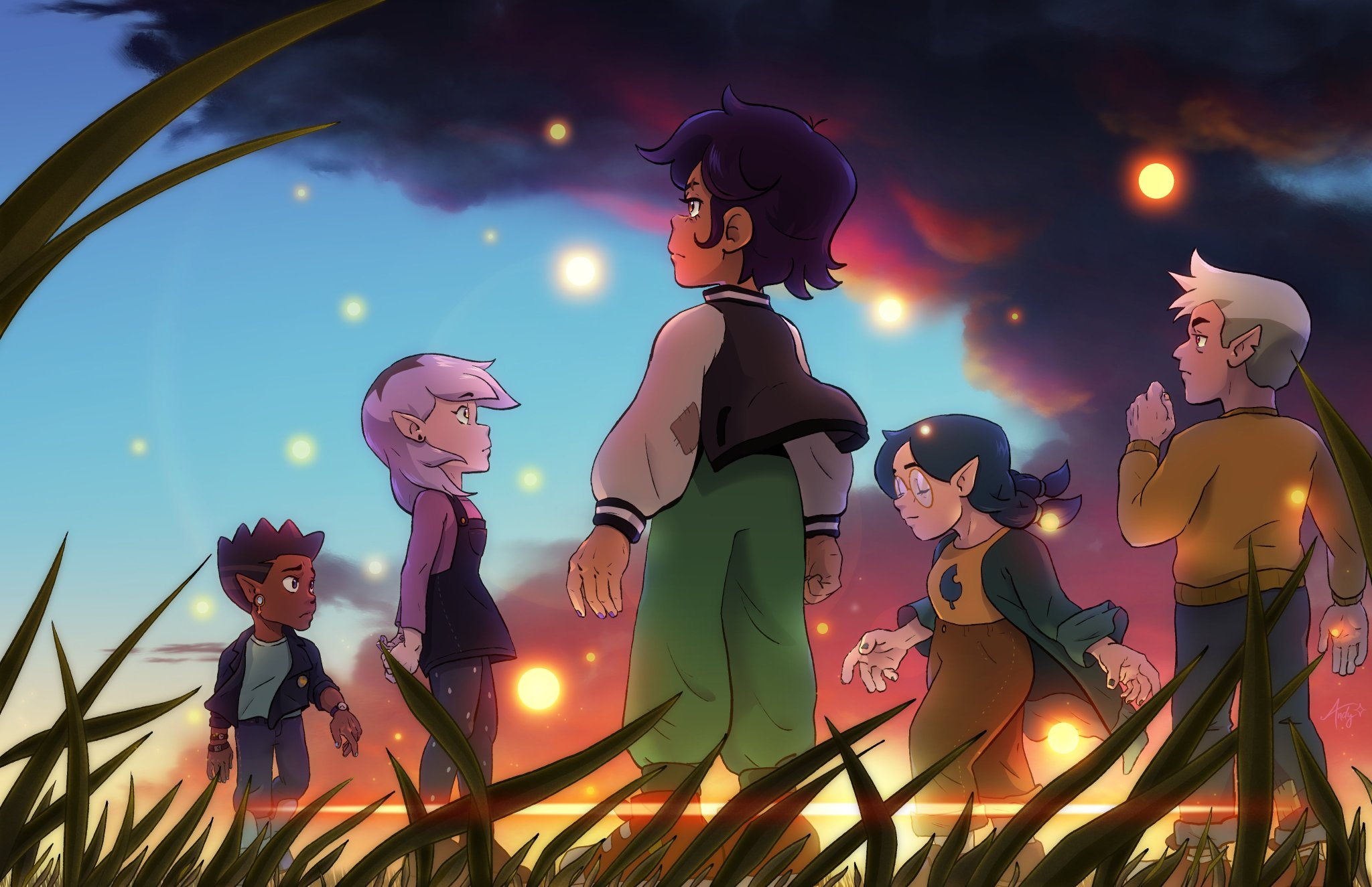 Luz, Gus, Willow, Hunter Owl house, Cartoon, Cartoon ships