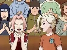 Sakura and Ino cheer at the finals.