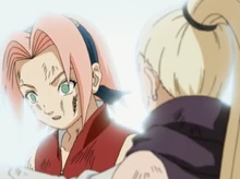 Ino slaps Sakura instead of punching her out.