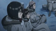 Mikasa, Eren, and Jean undergoing winter training.
