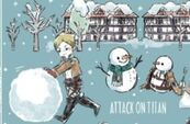 Erwin making snowmen of Levi and him