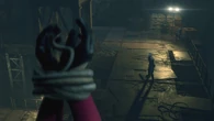 Leon saving Ada by shooting the rope suspending her.