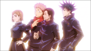 Yuji dreaming that Junpei joined Tokyo Jujutsu High alongside Nobara and Megumi