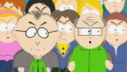 Mr. Mackey and Mr. Garrison sitting next to each other. From the episode, "Good Times with Weapons" (S8E01)