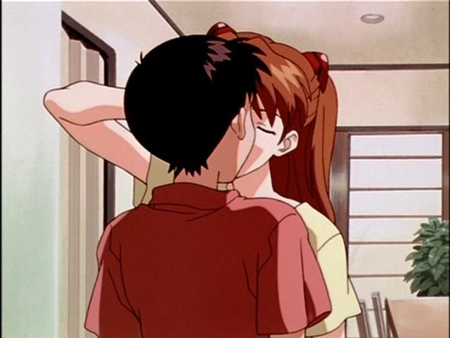 O beijo de Shinji e Asuka. #anime #evangelion #asuka #kiss #romance