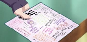 Sarada gives Sumire the card
