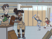 Heading to a carpentry with their blueprint.