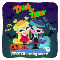 Glee and Nvee being revealed for Halloween.