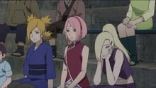 Sakura and Ino watch the chunin exams together again.
