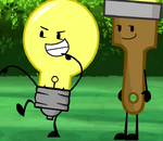 Paintbrush smirking at Lightbulb's roast