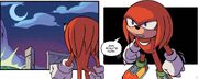 Knuckles looking at the moon and thinking of Sonic IDW Issue 30