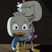 Webby comforting Dewey