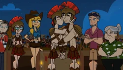 Jake and Tom share a second kiss much as their comrades cheer for their reconciliation