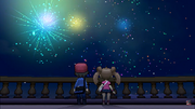 Calem and Shauna watch the fireworks together