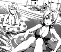 Alice and Erina poolside