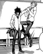 Ryo vs. Kyoichi.png (134 KB) Ryō protects Alice from Kyōichi Makime. (Chapter 64)