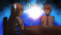 Erina and Satoshi in meeting (anime)
