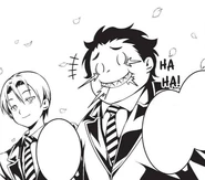 Takumi listens to Senzaemon Nakiri's speech in the opening day of Tōtsuki Culinary Academy. (Extra)