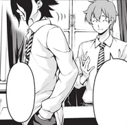 Satoshi talking to Ryō.png (206 KB) Satoshi Isshiki discussing the theme with Ryō. (Chapter 68)