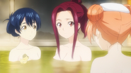 Megumi with Ryōko Sakaki and Yūki Yoshino in the bath. (Episode 10)