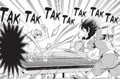Megumi competing in Ping-Pong against Satoshi. (Chapter 39