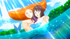 Hinako is drowning in Soma and Megumi's dish (anime)