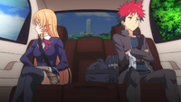 Soma rides with Erina (anime)