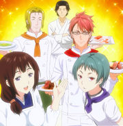 The alumni cooking for the passed students (anime)