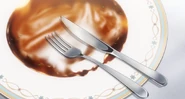 Empty Plate of Charcoal Grilled Venison Round Steak with Chestnut Sauce